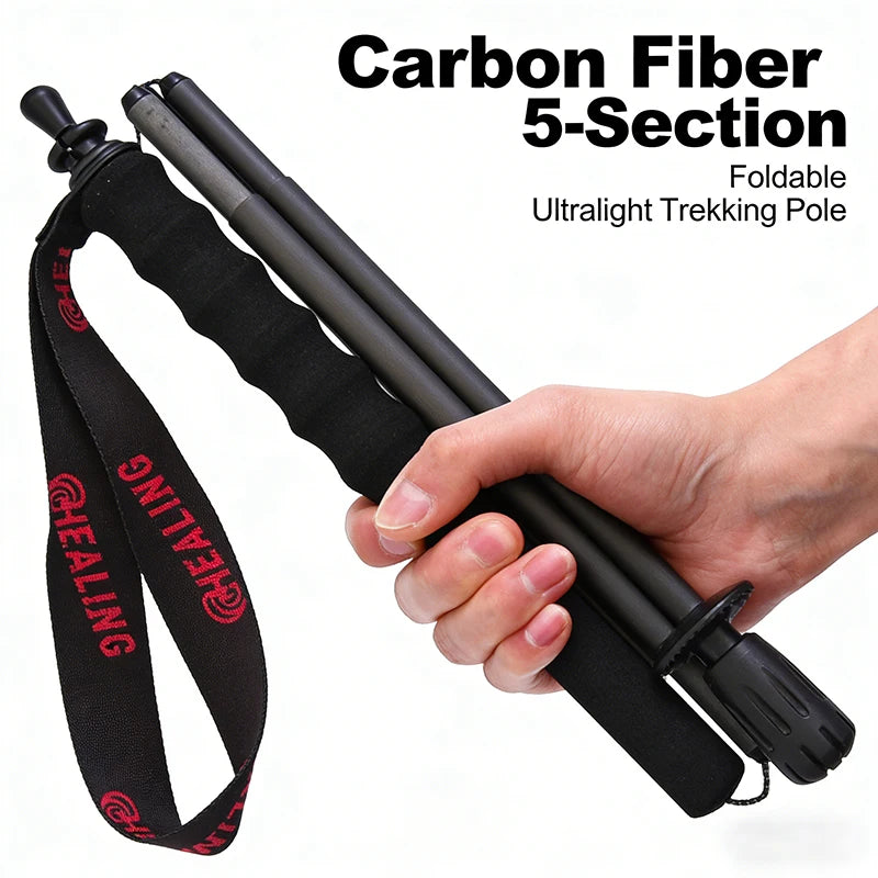 Okhealing Carbon Fiber Trekking Poles Ultra Lightweight Folding Hiking Sticks