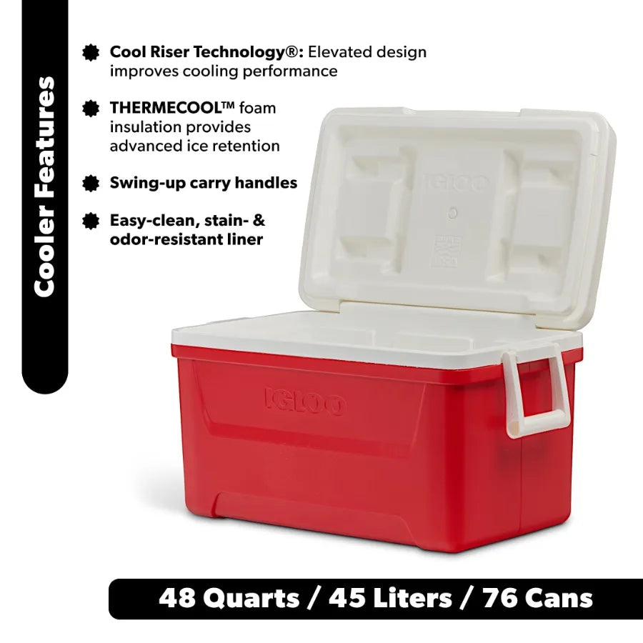 Hard-Sided Ice Chest Cooler For Outdoors Insulated Portable