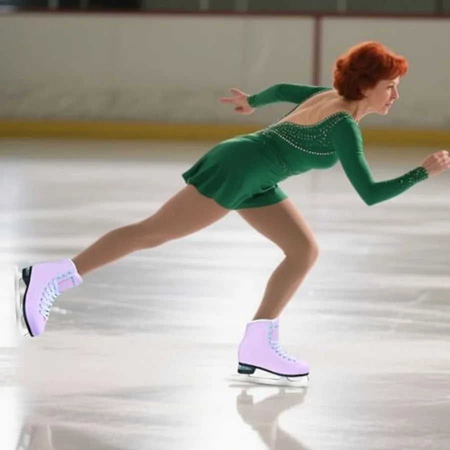 Ice Skates for Women, Adult Figure Skates with Air Cushion, Classic Figure Skating Shoes Size 5 6 7 8 8.5 9 10 10.5 with Velvet