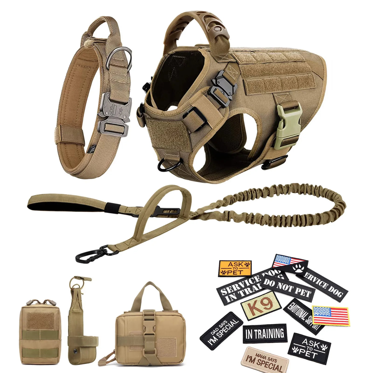 Petravel Tactical Nylon Dog Harness Vest And Leash Set