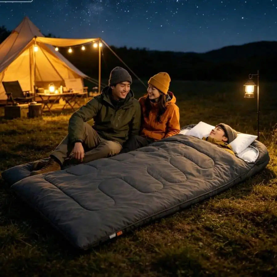 Adult Double Sleeping Bag With Pillow Lightweight Portable Camping Gear