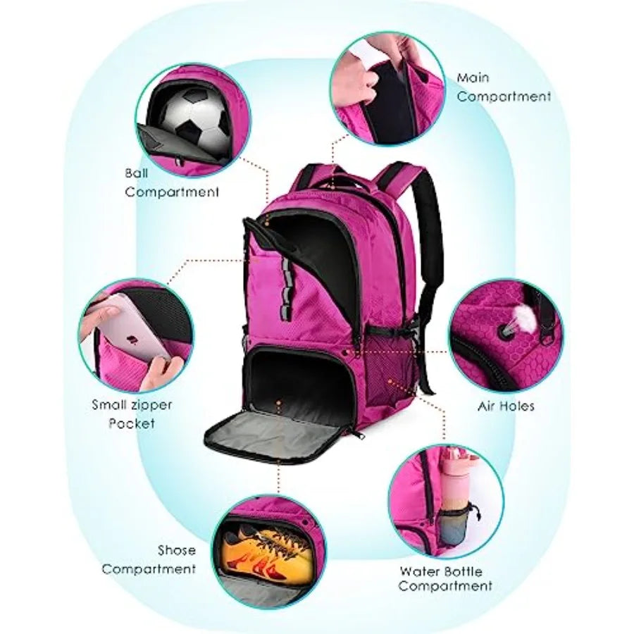 Soccer Sports Backpack With Ball Holder And Shoe Compartment