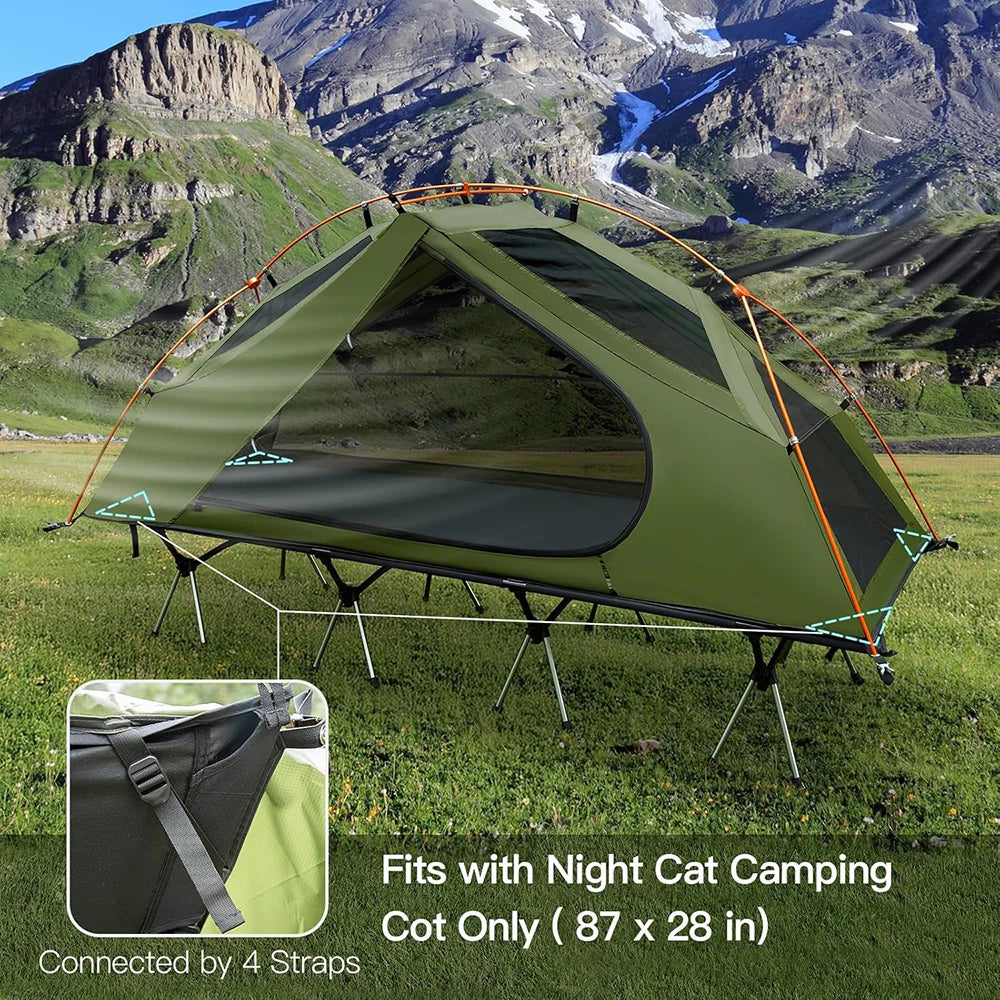 Night Cat Elevated Camping Cot Tent With 16 Legs Off-Ground