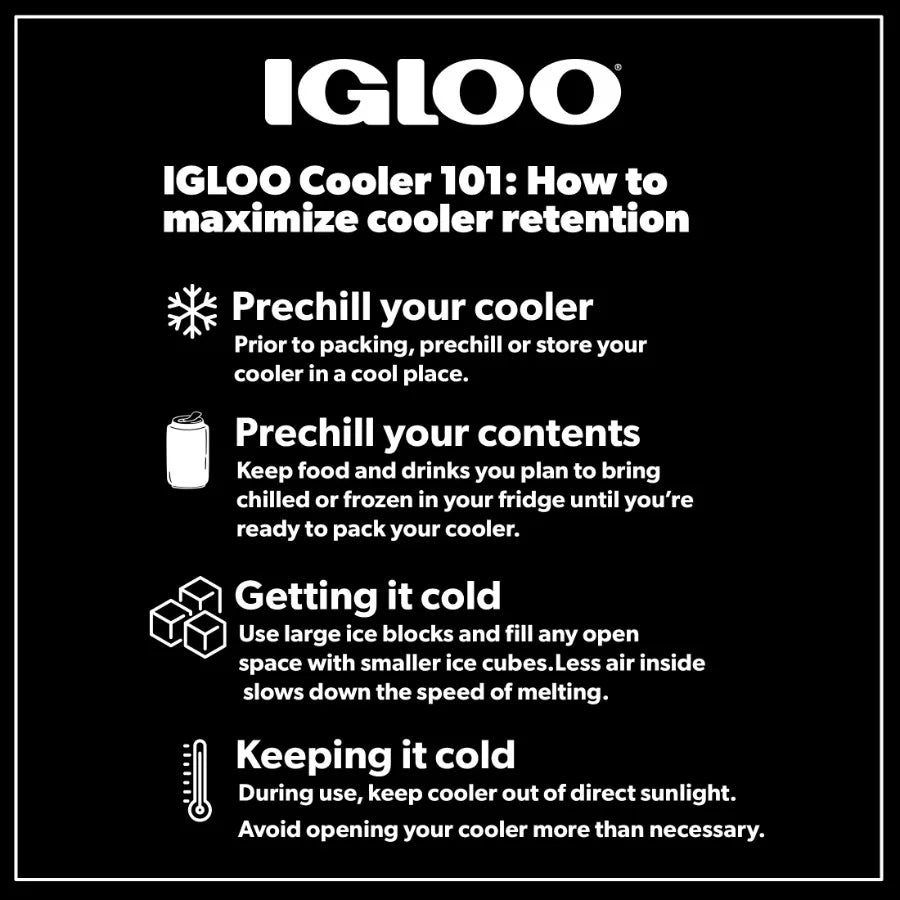 Hard-Sided Ice Chest Cooler For Outdoors Insulated Portable