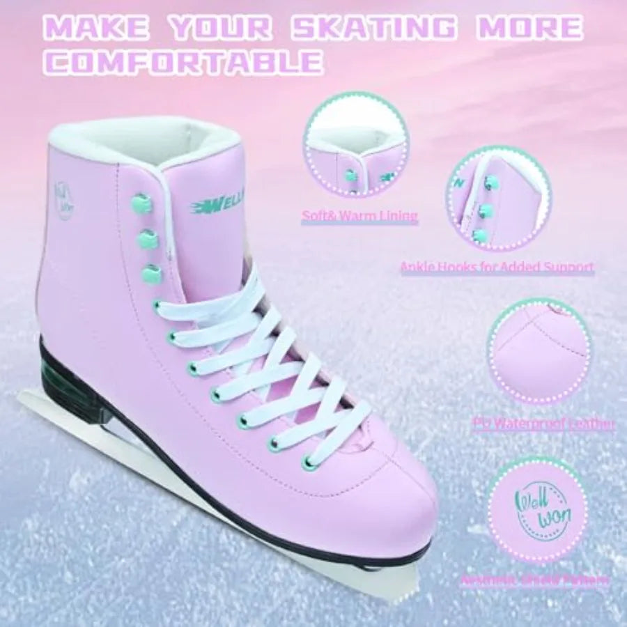 Ice Skates for Women, Adult Figure Skates with Air Cushion, Classic Figure Skating Shoes Size 5 6 7 8 8.5 9 10 10.5 with Velvet
