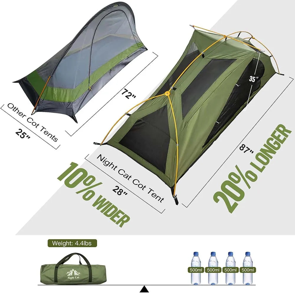 Night Cat Elevated Camping Cot Tent With 16 Legs Off-Ground