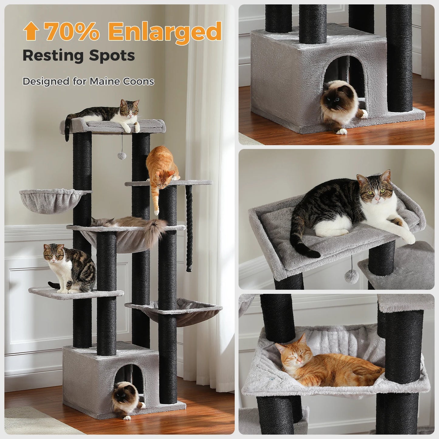 Pawz Road Large Robust Cat Tree Tower With Hammock