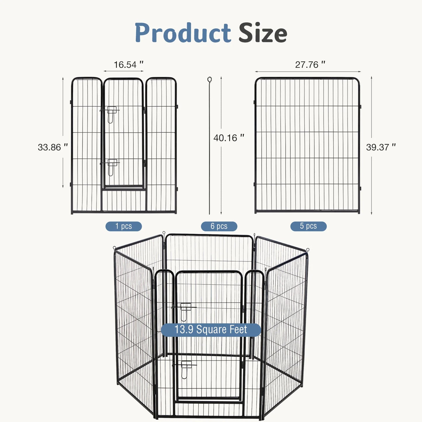 JHK Foldable Metal Dog Playpen For Indoor Outdoor Use Versatile