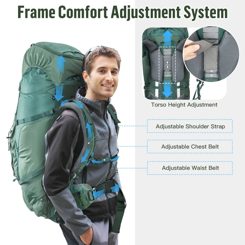 Night Cat Internal-frame Hiking Backpack: 100L Large Camping Backpack for Men Women Hiking Climbing Traveling Waterproof Rain Cover