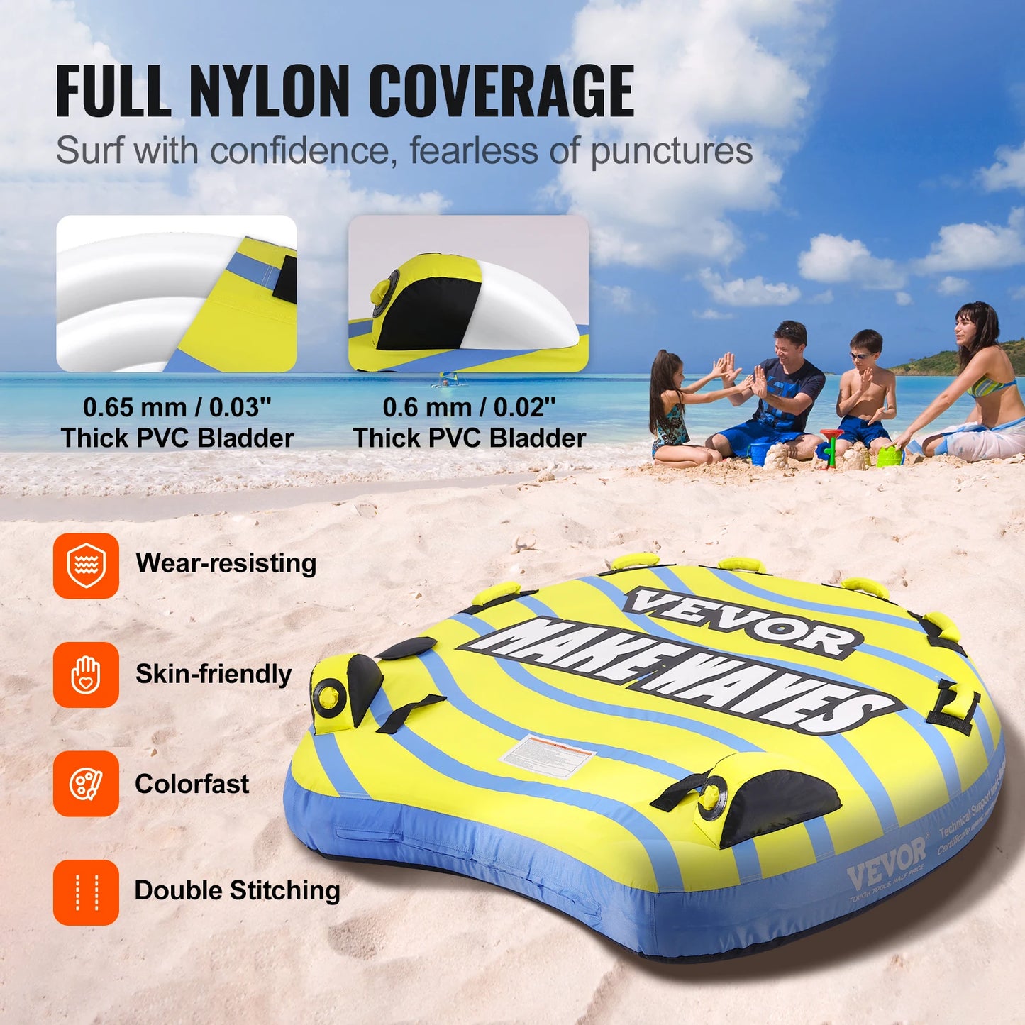 SucceBuy Towable Tube For Boating With Bumper Fins