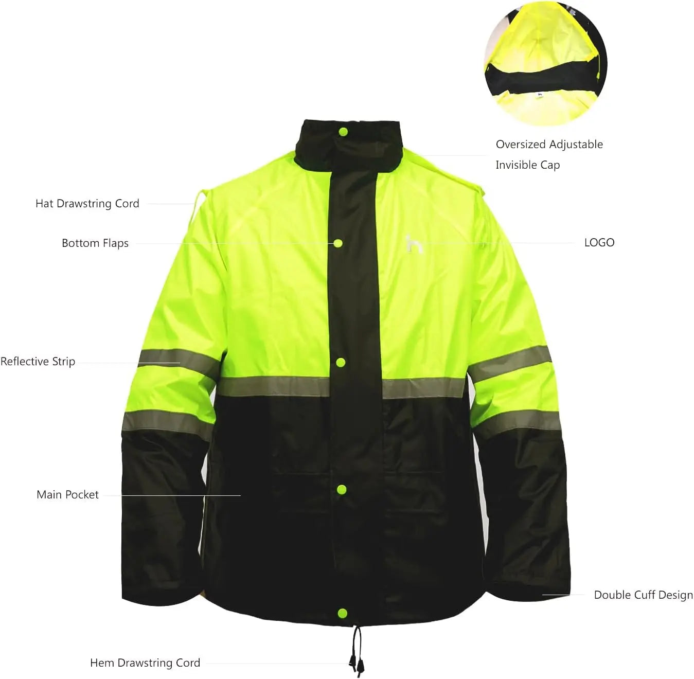 Waterproof Rain Suit For Men And Women With Reflective Gear