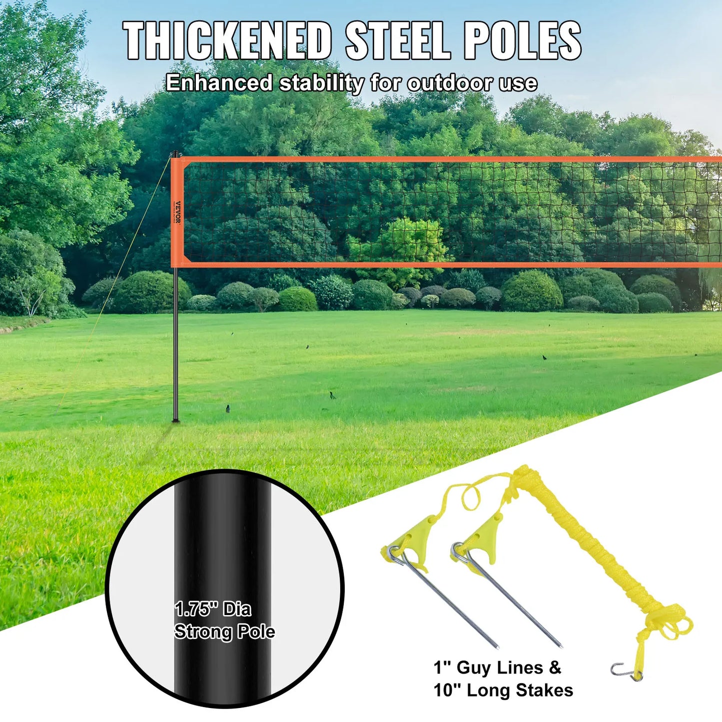 VEVOR SucceBuy Outdoor Volleyball Net System With Adjustable Poles