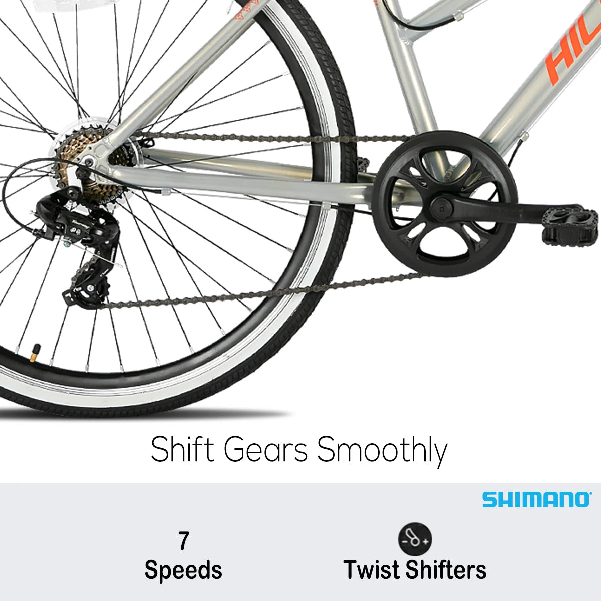 Hiland Hybrid Bikes Aluminum Frame 700C Wheels Shimano Drivetrain