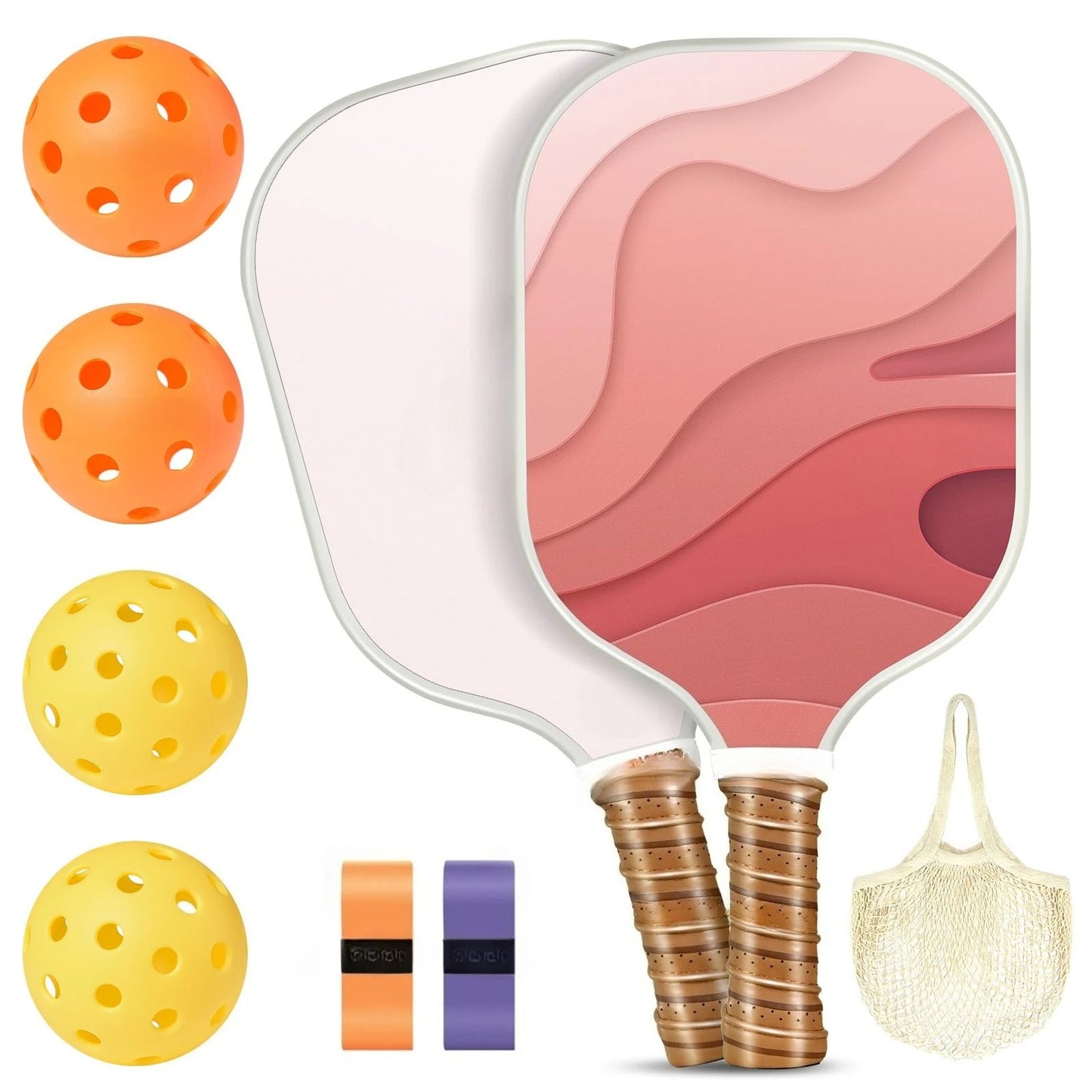 Lightweight Fiberglass Pickleball Paddle Set With Carry Bag