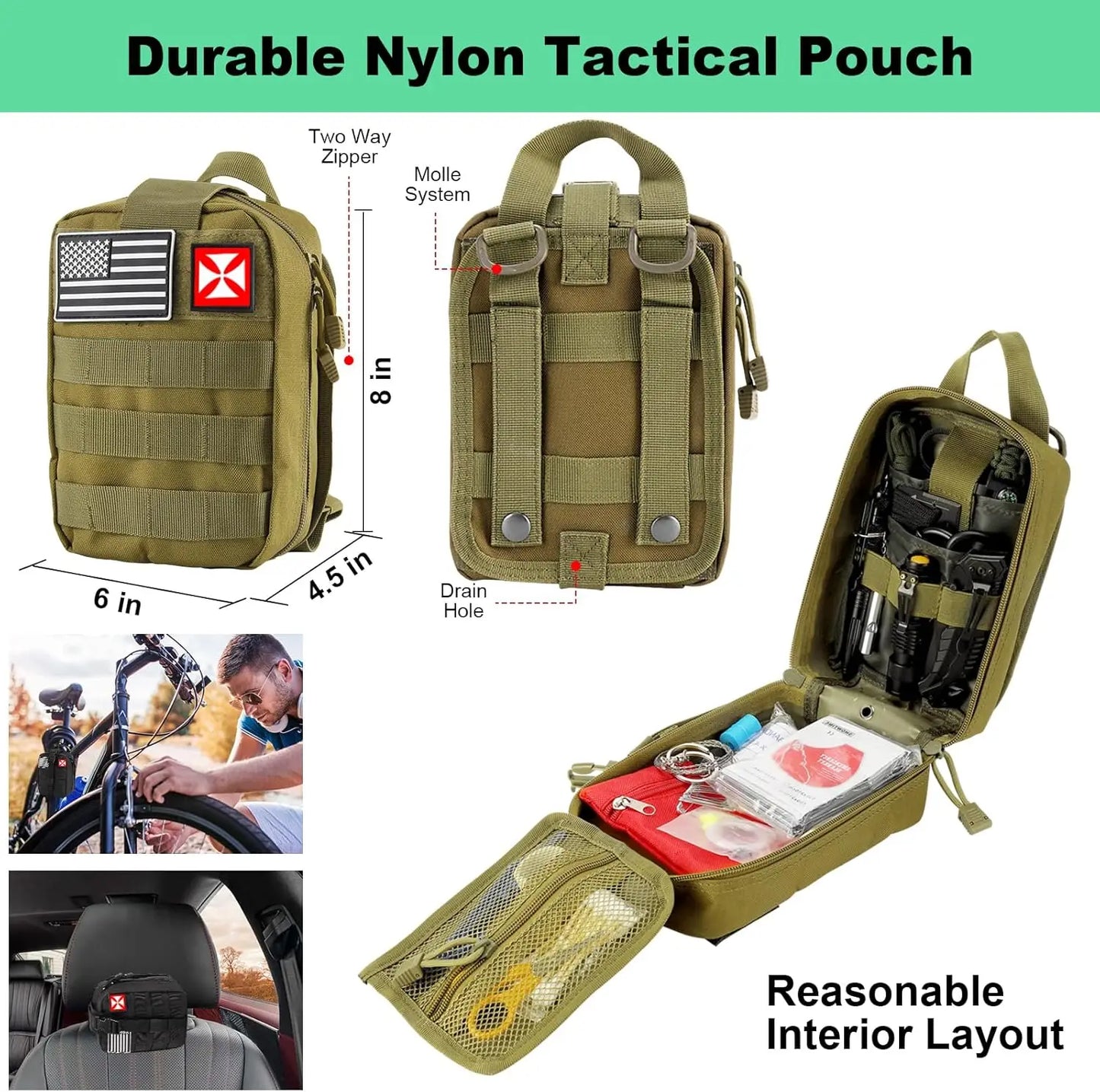256 In 1 Survival First Aid Kit Featuring Molle Pouch