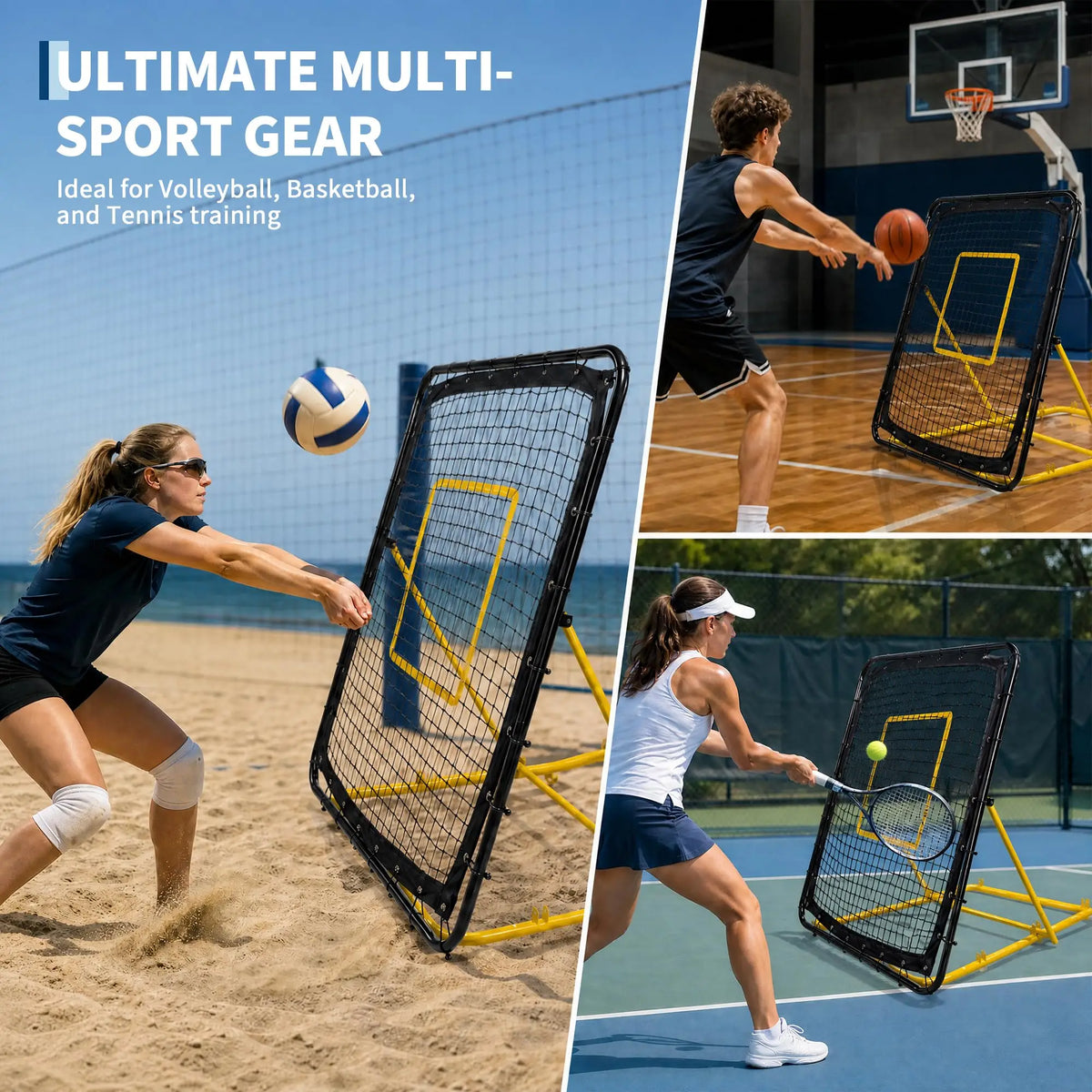 Adjustable Volleyball Rebounder Net for Passing, Serving, and Spiking Practice