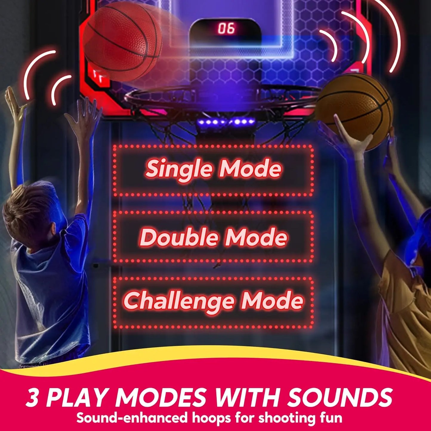 Joyfy Light Up Mini Indoor Basketball Hoop With Scoreboard