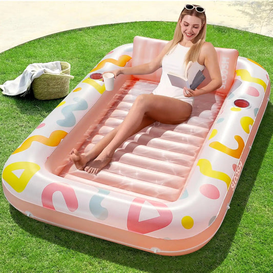 Inflatable Pool Lounger Float For Suntan Tub And Water Party