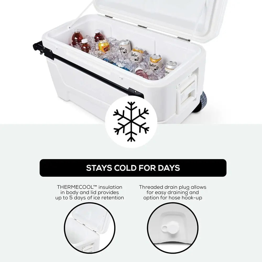 Wheeled Insulated Cooler With Hard Shell For Outdoor Adventures