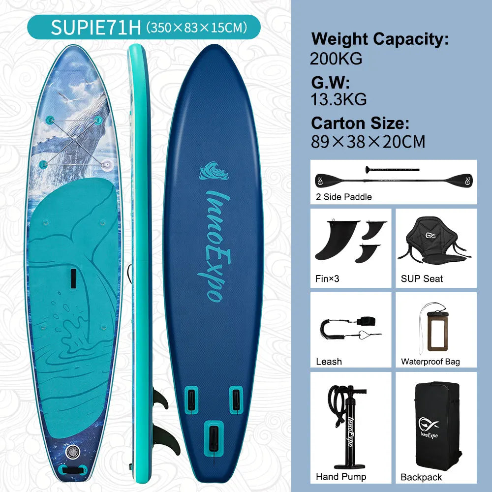 InnoExpo Inflatable Stand Up Paddleboard With Complete Accessory Kit