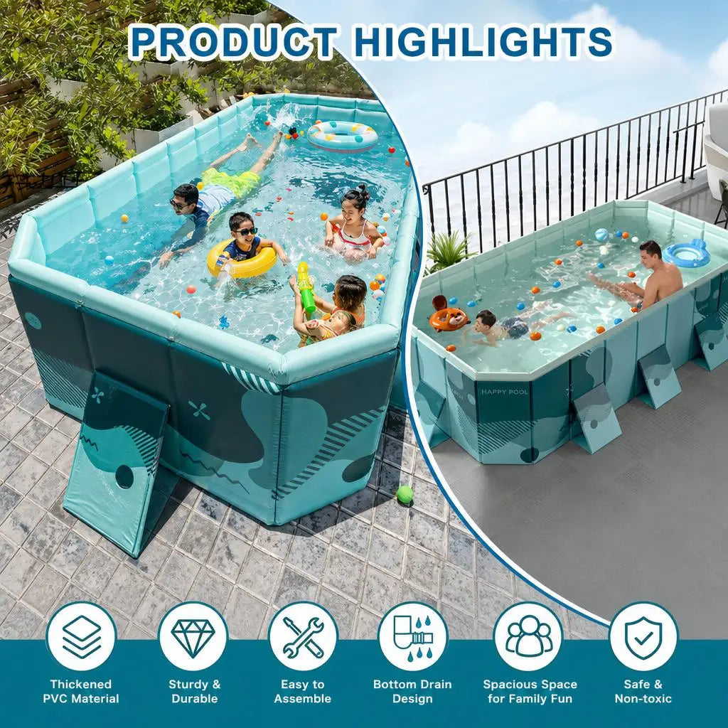 Foldable No Inflatable Family Pool PVC Portable Backyard