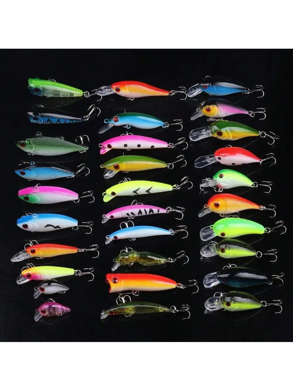 Fishing Lure Kit 30pcs Hard Bait Popper Crankbait Set