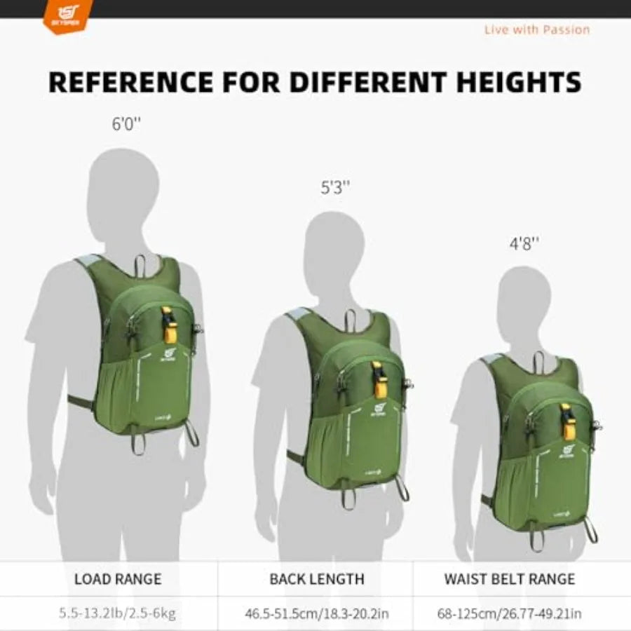Hiking Backpack - 15L Travel Daypack Lightweight Bag Water Resistant Hiking Backpacks for Women Men