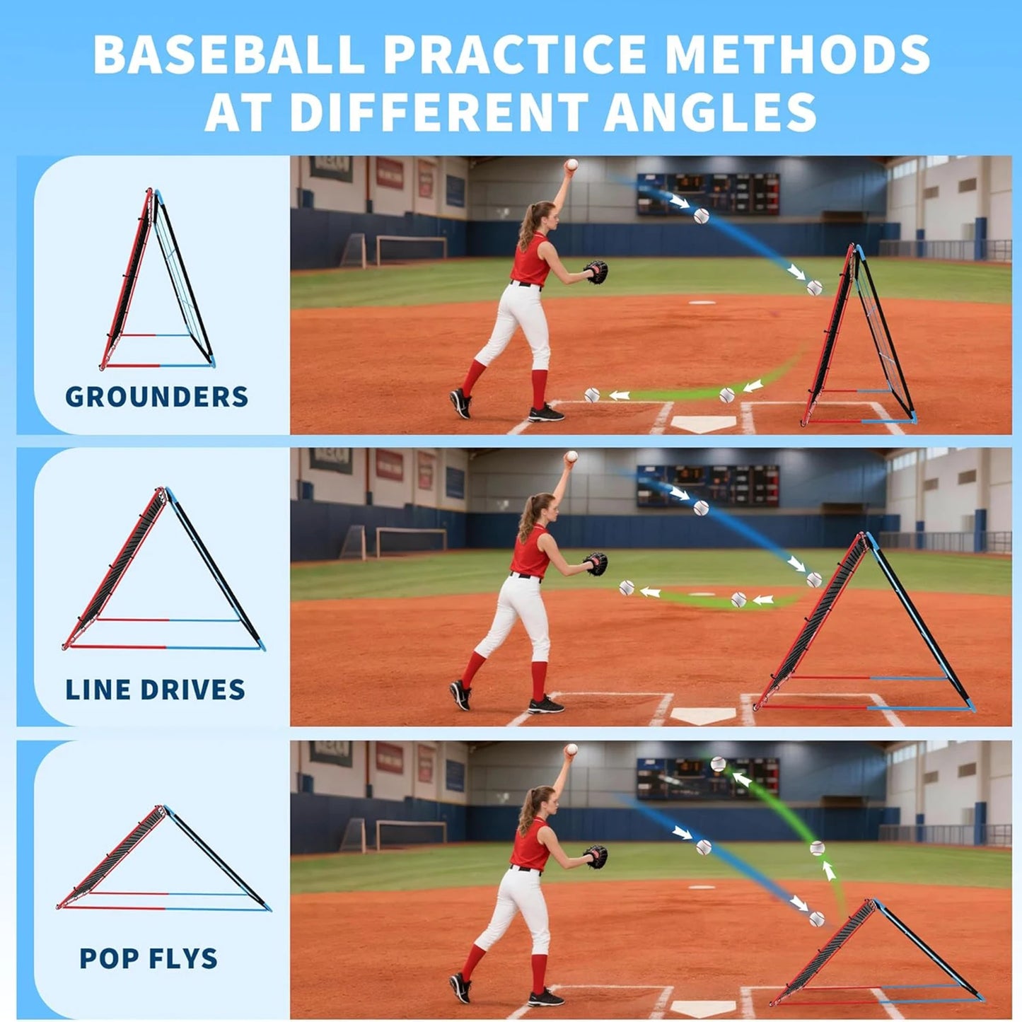 HiMISS Baseball Rebounder Net With 12 Angles