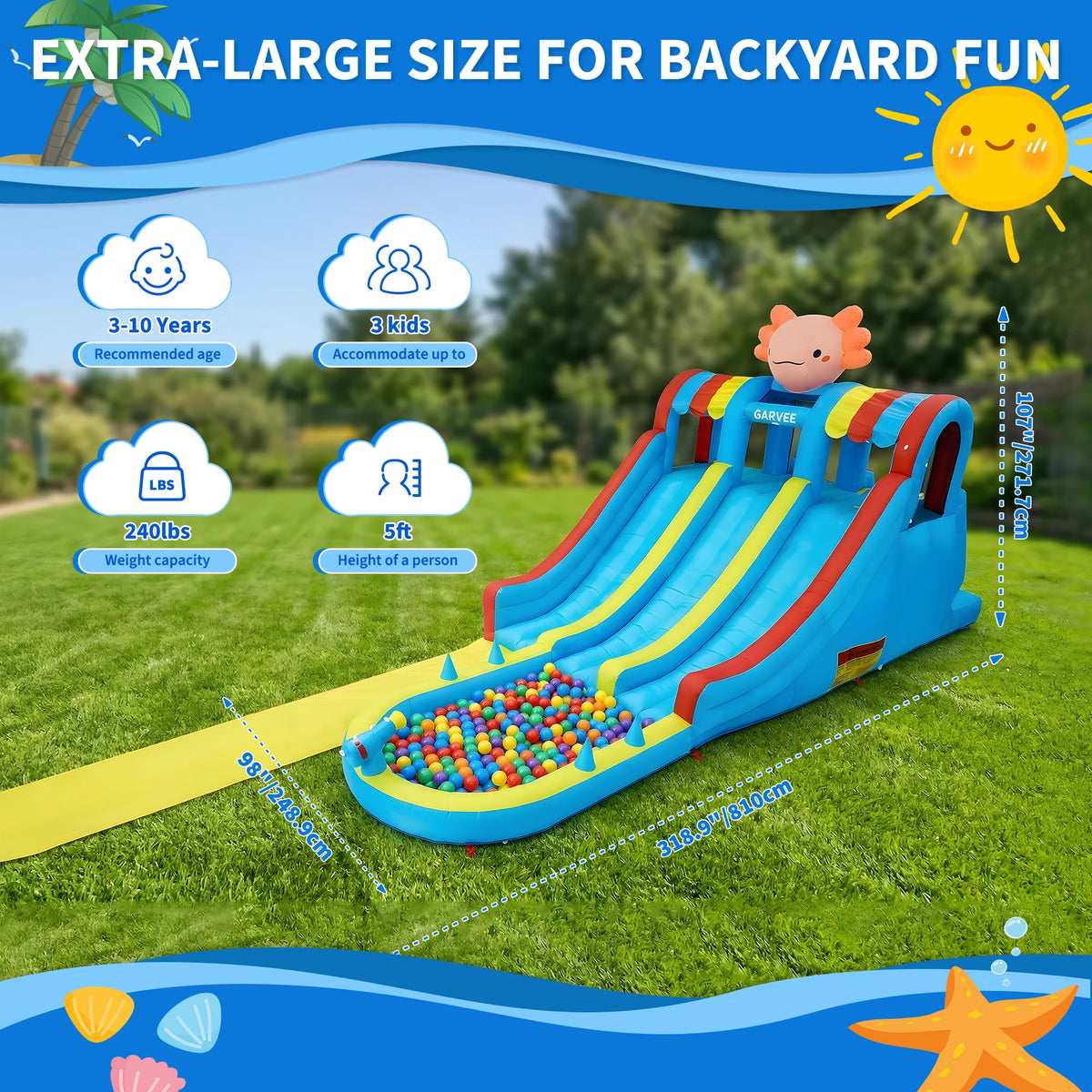 Inflatable Water Park Bouncy Castle With Slides And Climbing Walls