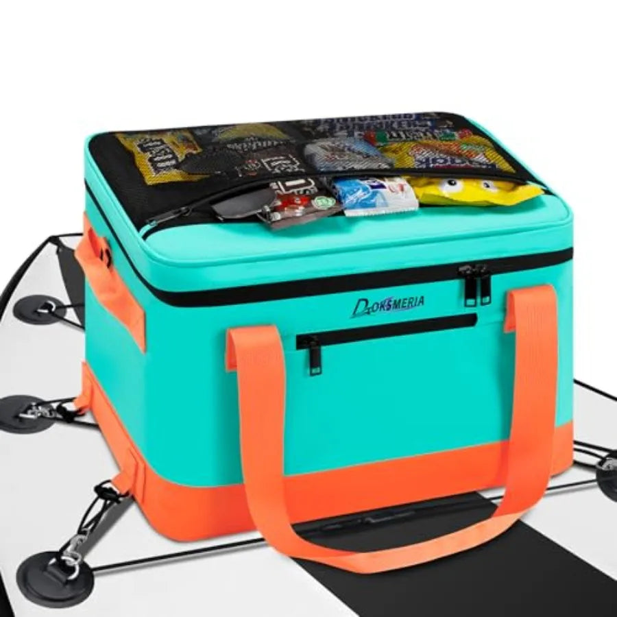Paddle Board Cooler Waterproof, Super Capacity SUP Paddleboard Deck Cooler with Shoulder Strap and 6 Elastic Rope Clips, Paddle