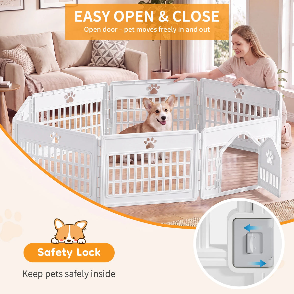 MCQ Expandable Plastic Dog Playpen for Indoor and Outdoor Use