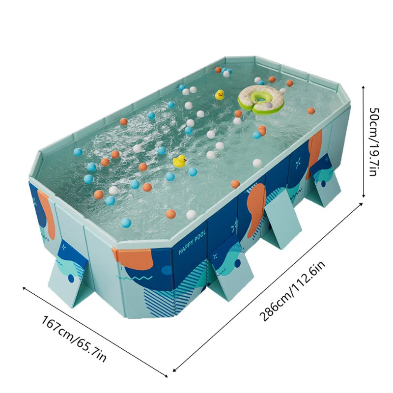 Foldable Swimming Pool 3M/2.6M Non Inflatable Thickened Wear Resistant Outdoor Summer Water Party Family Pool for Kids and Pets Maldives Blue