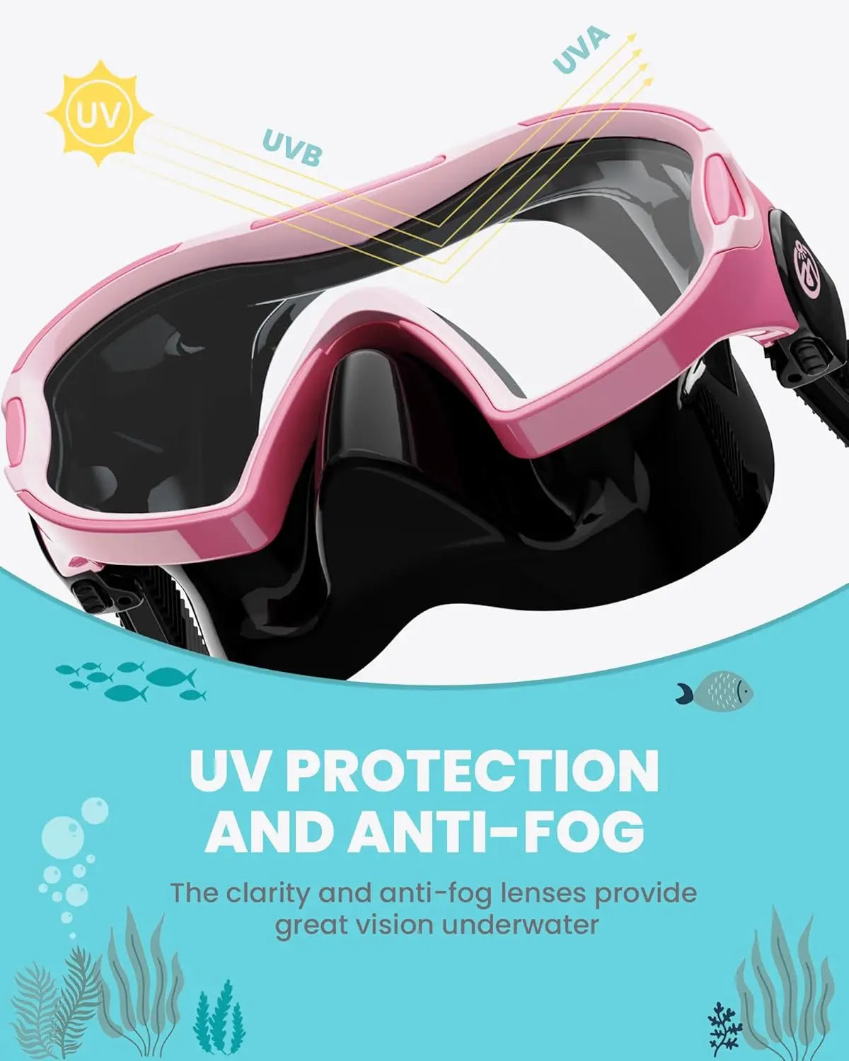 OutdoorMaster Stingray Kids Swim Goggles With Nose Cover Anti Fog