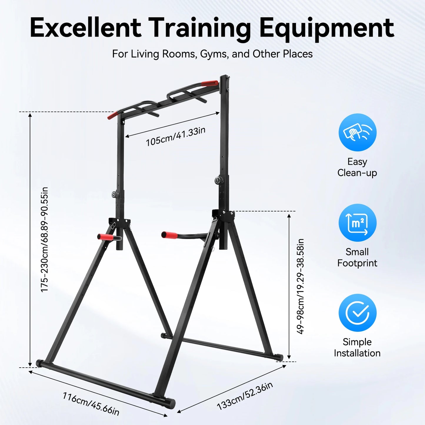 Foldable Adjustable Pull Up Bar With Parallel Bars Home Gym