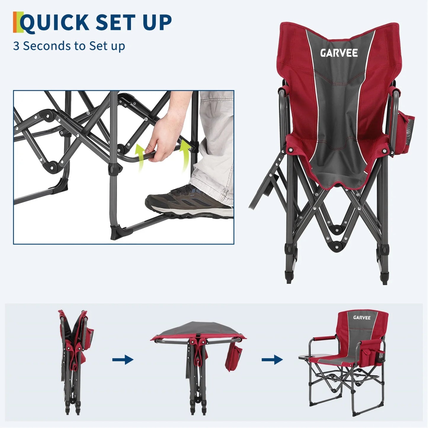 HiMISS Heavy Duty Folding Directors Chair 400 Lb Capacity Cupholder