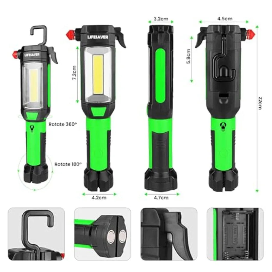 9 In 1 Emergency Auto Tool With LEDLight Glass Breaker