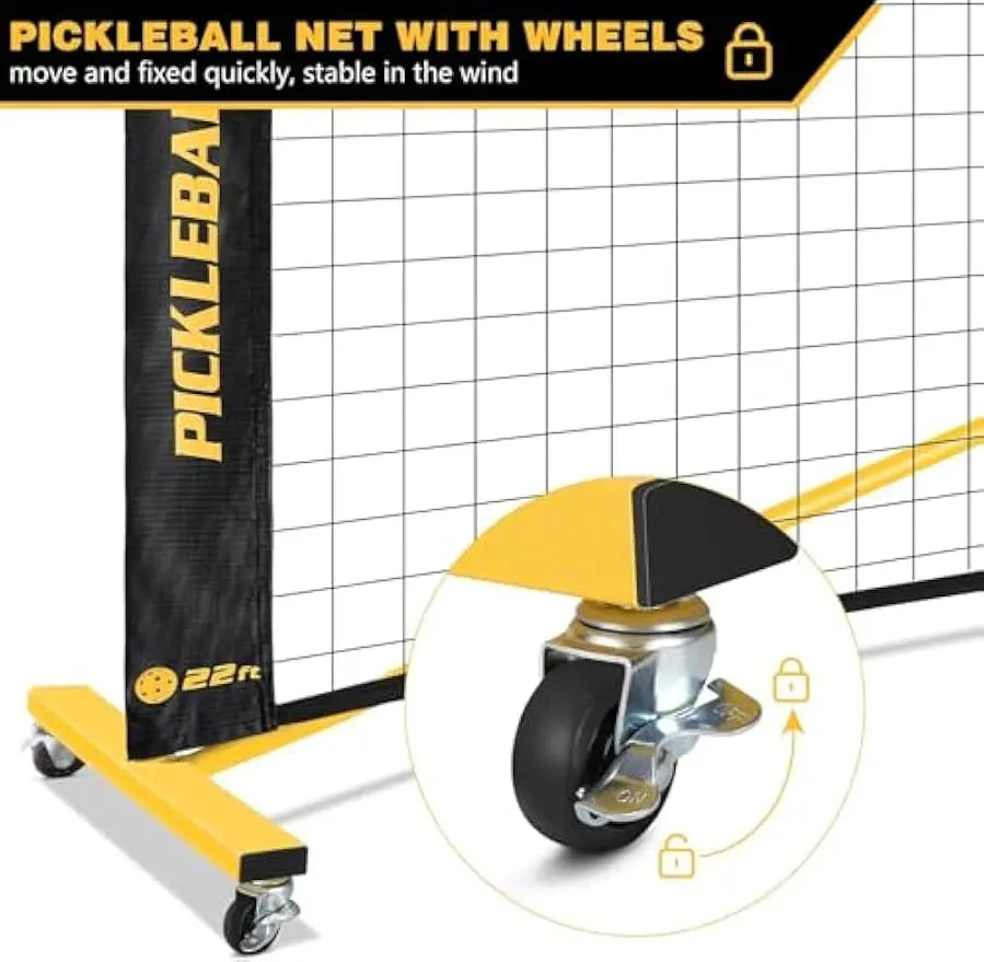 Portable Pickleball Net With Wheels And Ball Collector