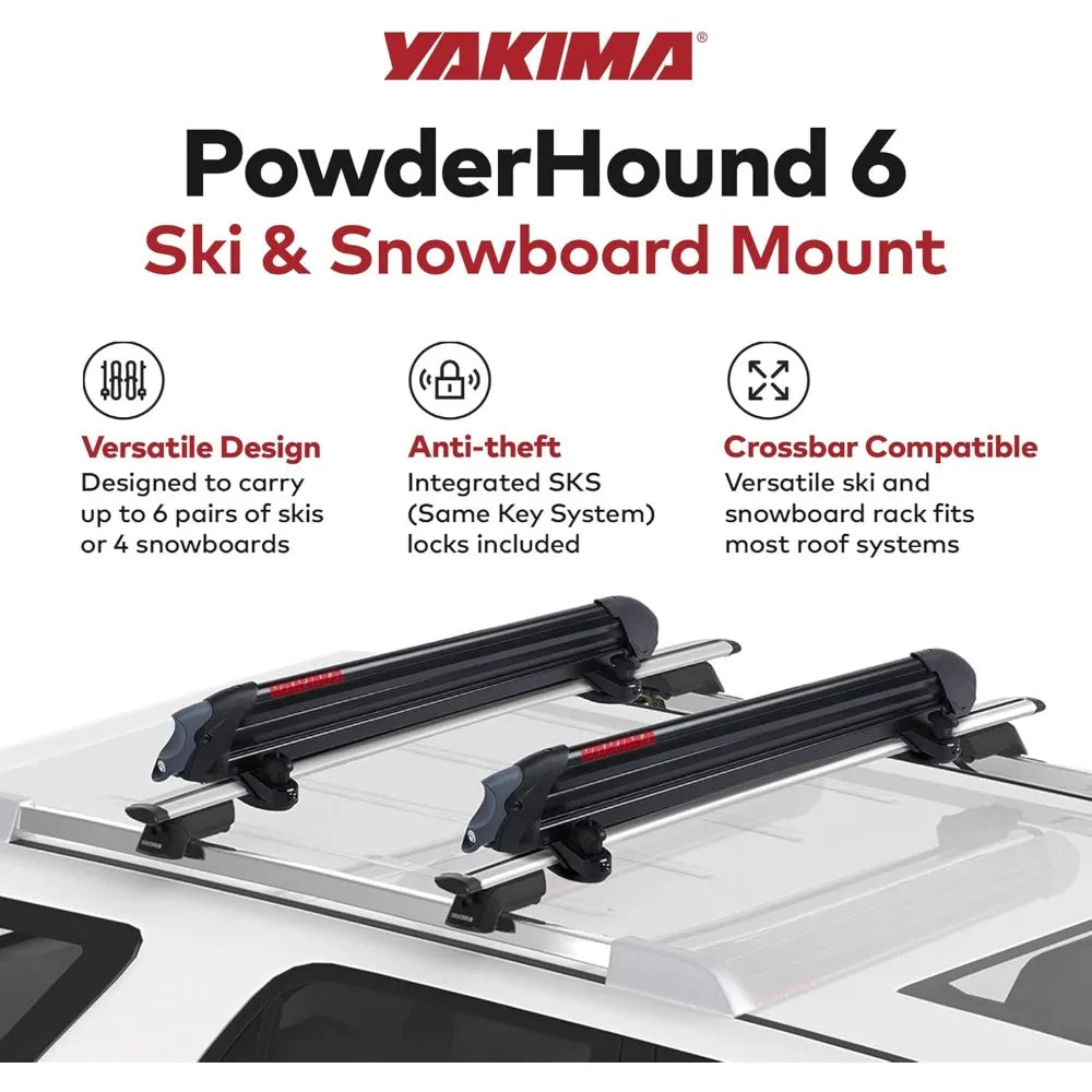 Yakima PowderHound 6 Ski And Snowboard Roof Rack Carrier