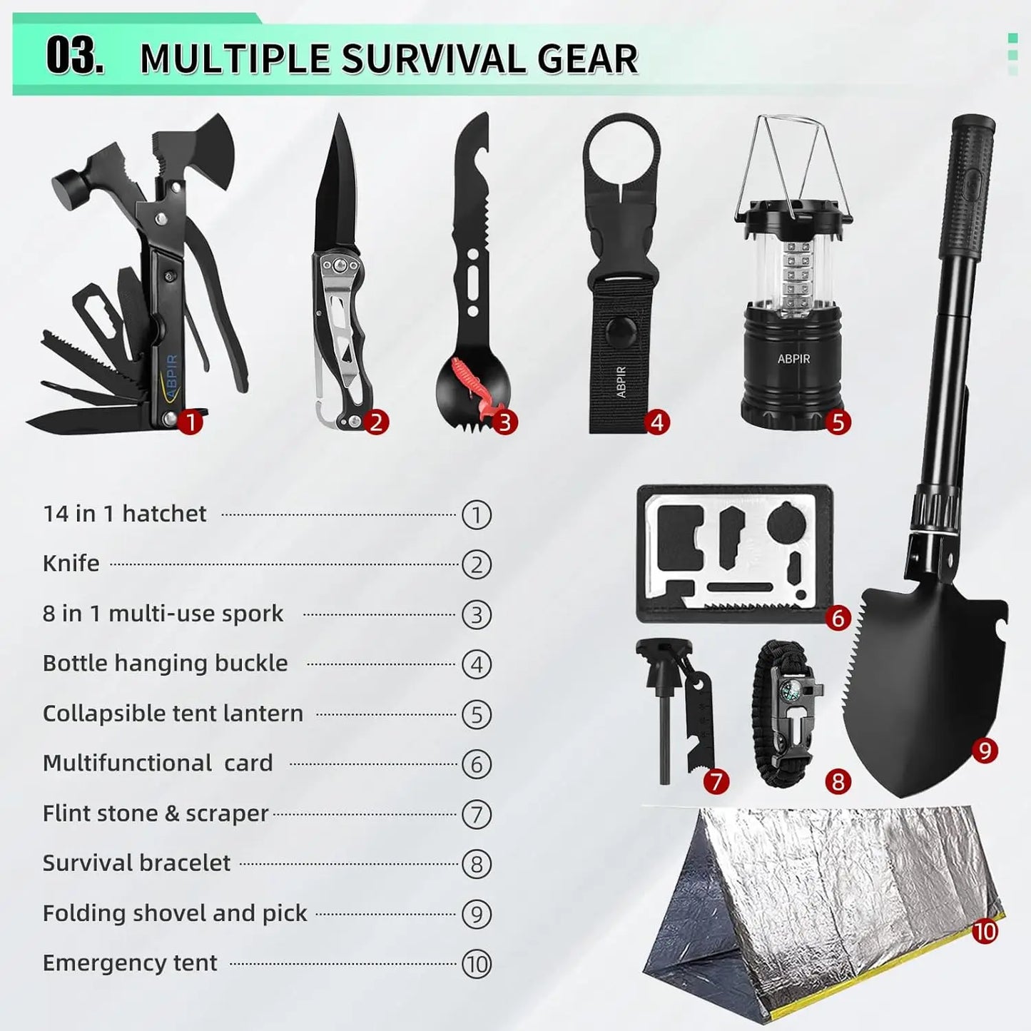 Survival First Aid Kit With MOLLE Bag And Emergency Tent