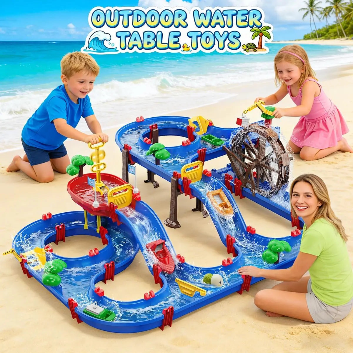VATOS Retro Manual Outdoor Water Wheel Channel Set Toy
