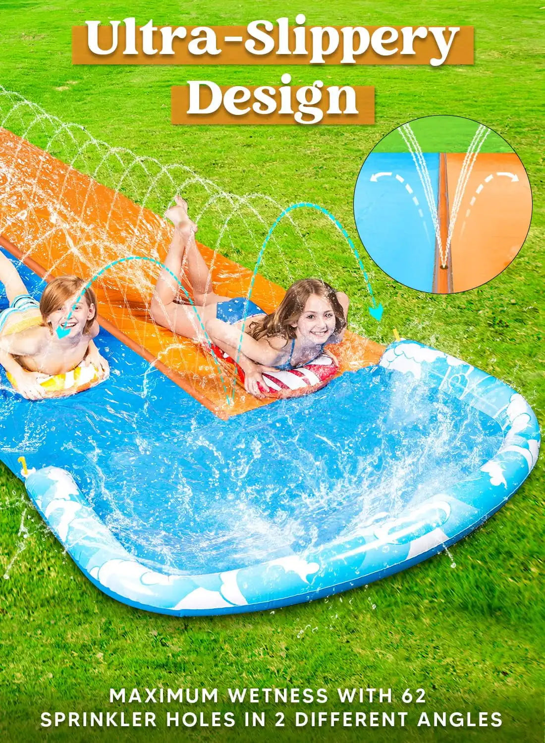 Joyfy Water Slide With Sprinkler And Bodyboards For Outdoor Water Fun