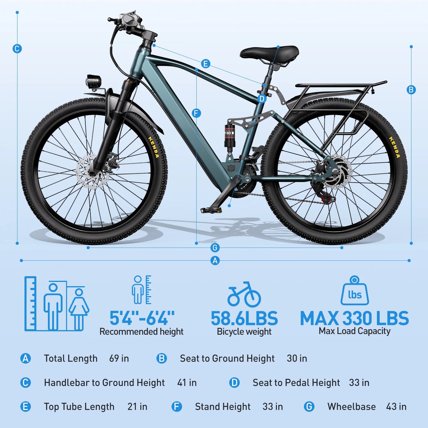 Adults Electric Mountain Bike 36V 500W Powerful Commuter 21 Speed