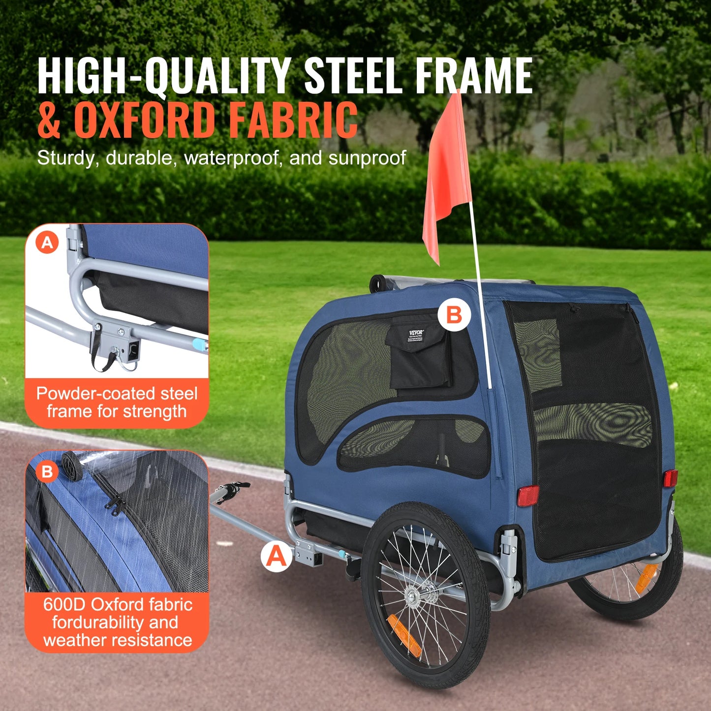 SucceBuy 100Lb Pet Cart Bicycle Carrier For Dogs Trailer