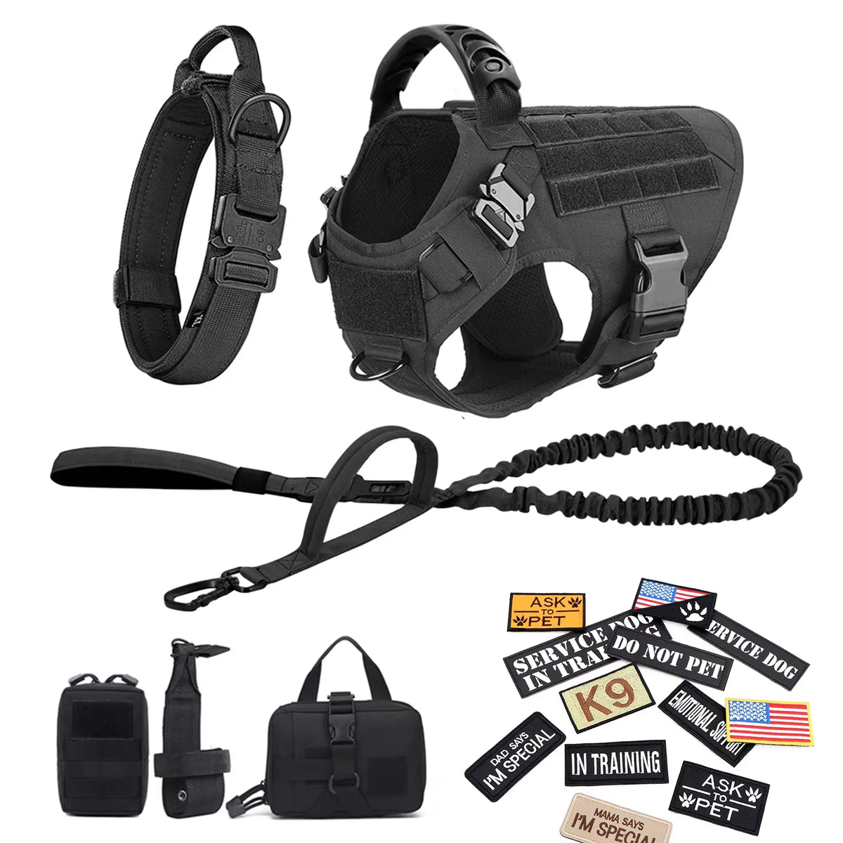 Petravel Tactical Nylon Dog Harness Vest And Leash Set
