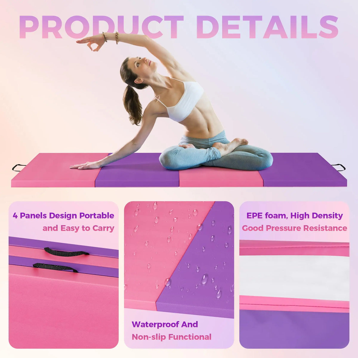 HiMISS Folding Gymnastics Mat for Tumbling Yoga and Home Fitness