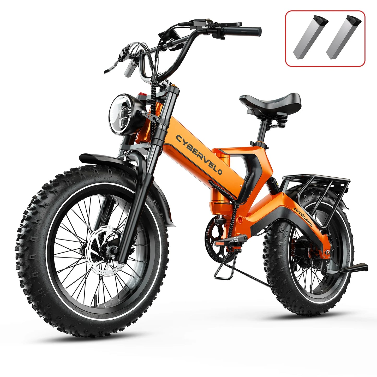 Cybervelo 20” Fat Tire 2000W Peak Motor Luxury Foldable Ebike 48V Removable Battery E Bicycle 35+ MPH 100+Miles Long Range EK6