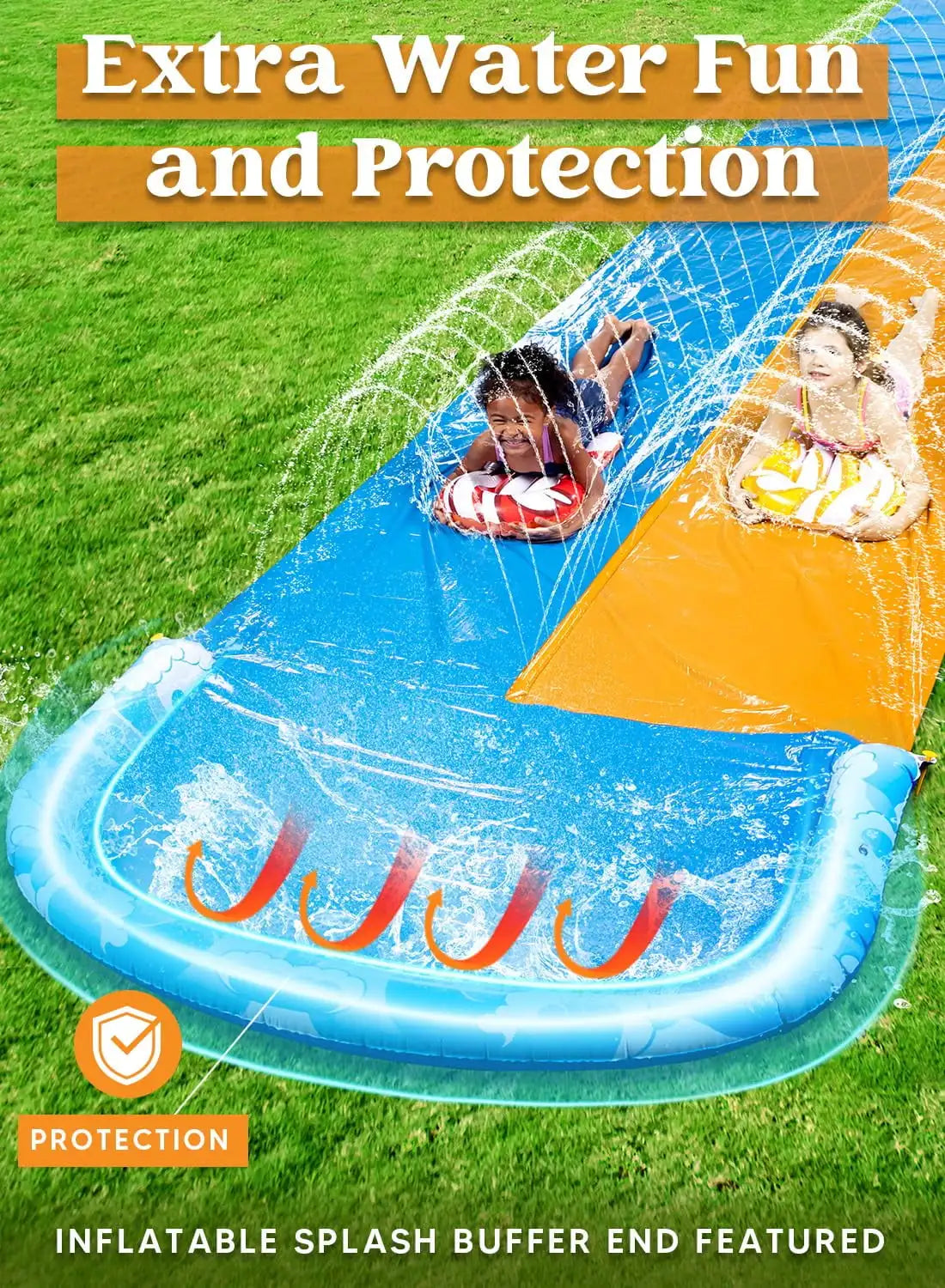 Joyfy Water Slide With Sprinkler And Bodyboards For Outdoor Water Fun