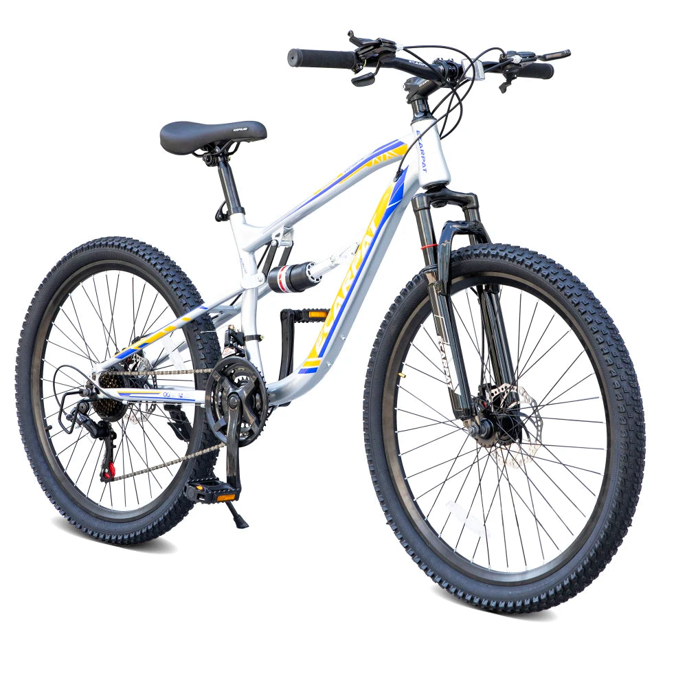 Mountain Bike With 21-Speed Gears, Full Suspension And Disc Brakes