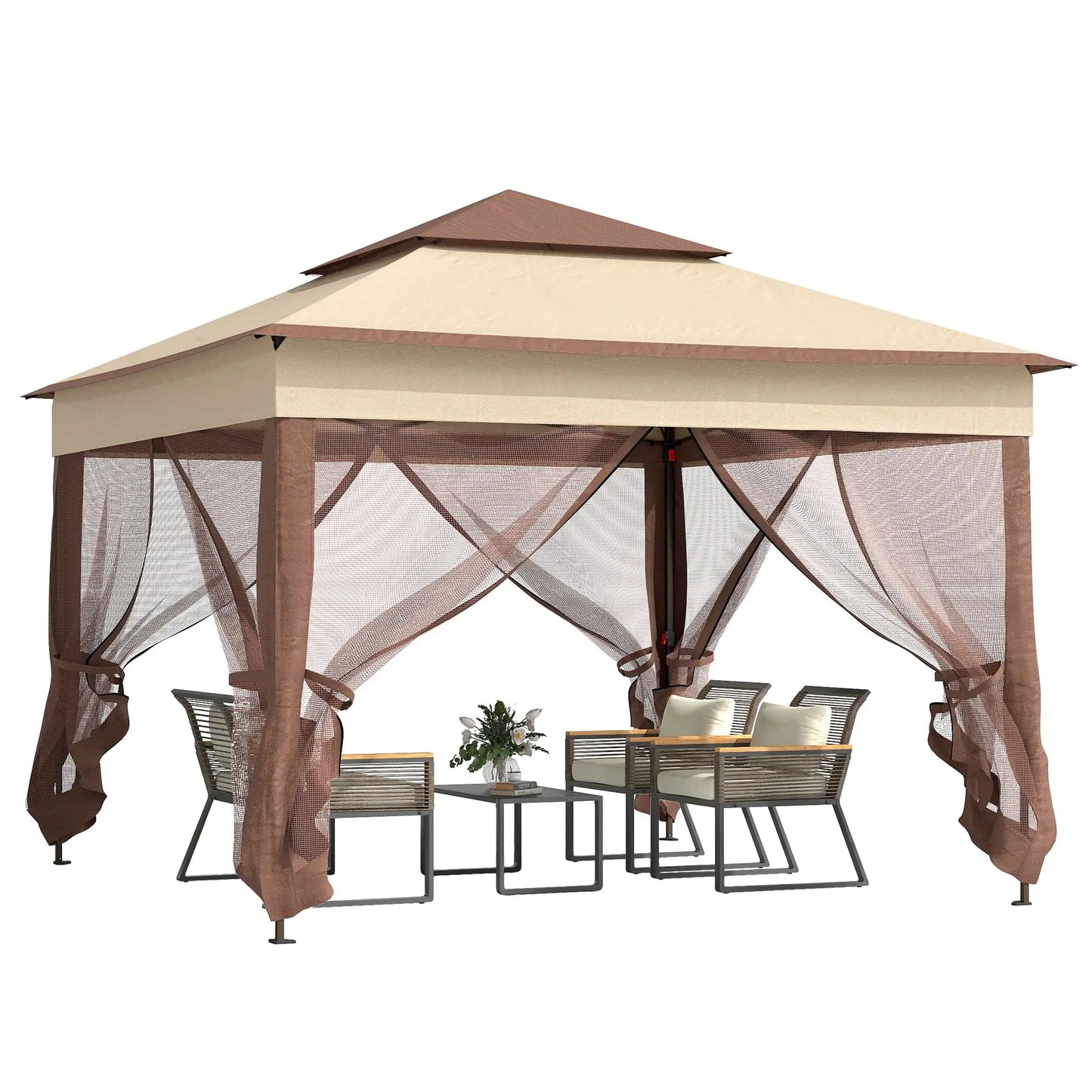 Gazebo Tent With Removable Netting Instant Outdoor Canopy Carry Bag