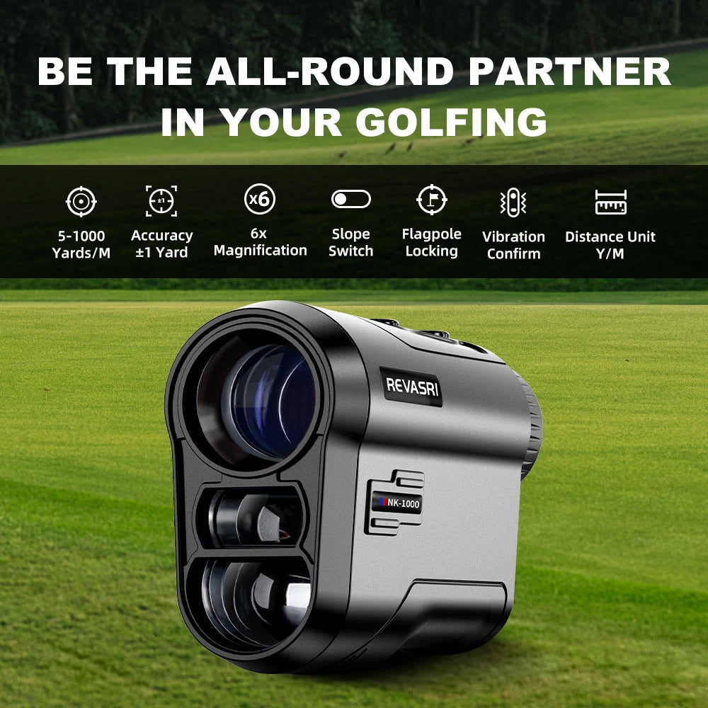 REVASRI 1000 Yards Golf Rangefinder With 6x Magnification Slope-Compensated